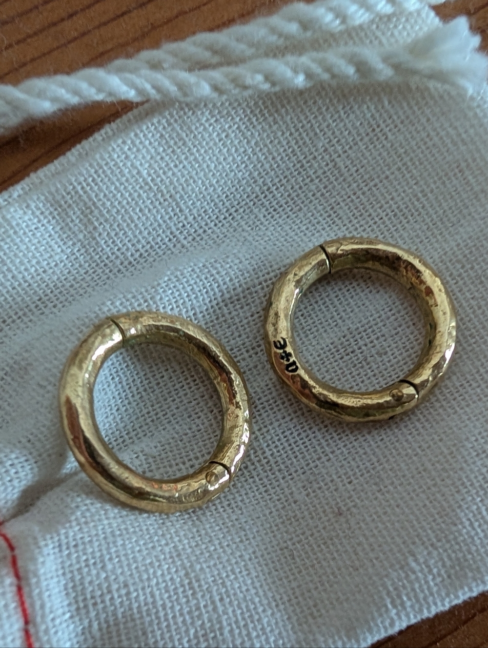 Gold-Tone Thick Brass Hinge Hoop Earrings - Small Classic Hoops